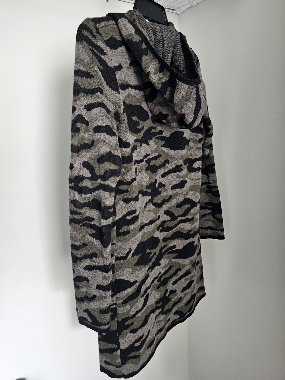 Camo Hooded Knit Cardigan
